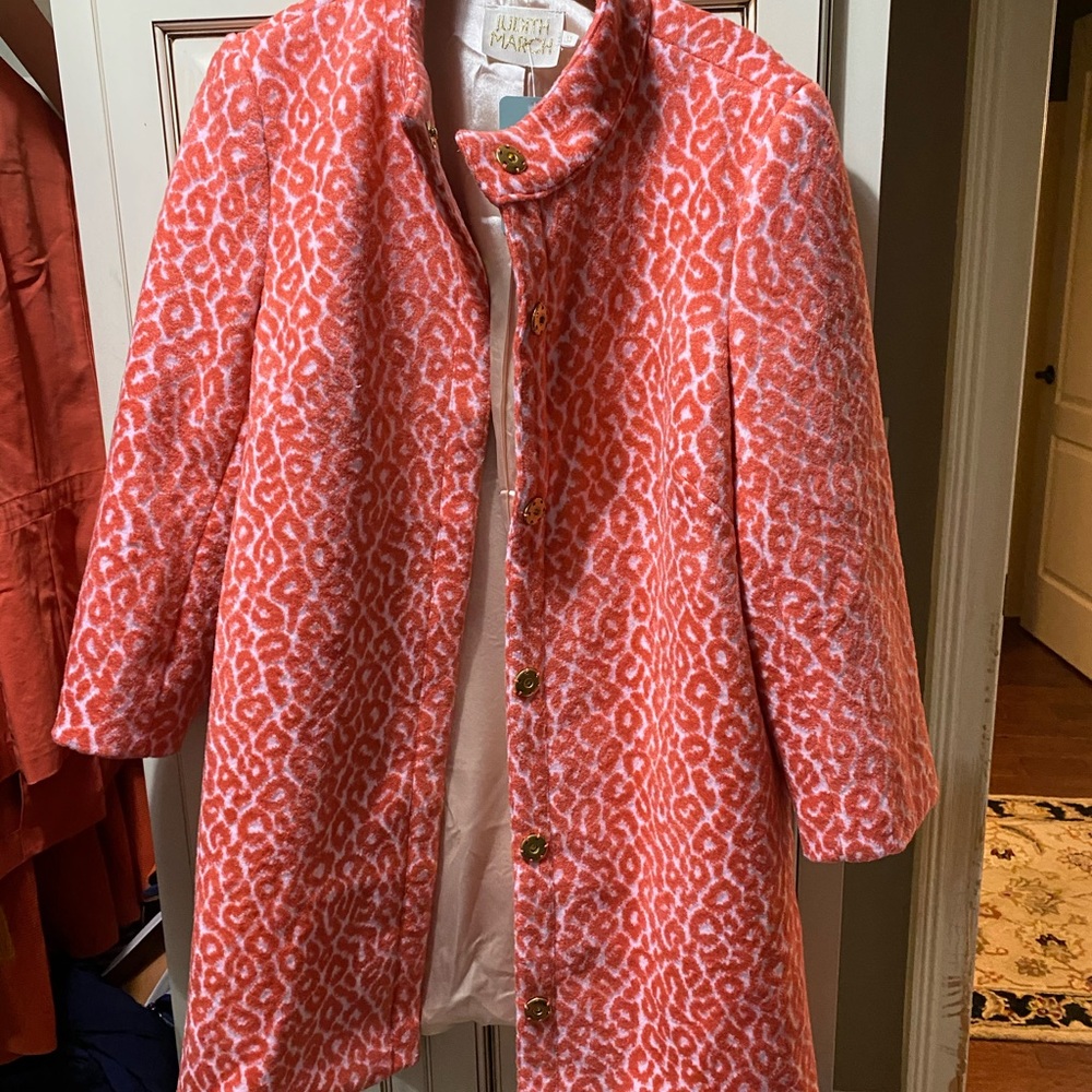 Judith March Pink Leopard Pea Coat